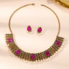Retro Indian Style Necklace And Earrings Suite Exotic Pearl Rhinestone