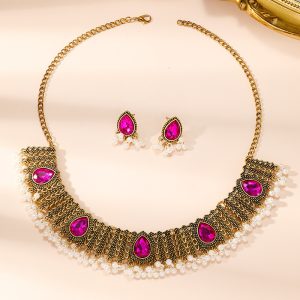 f9218d92-1a33-4ecc-a5f8-56695c3b6b48.jpg Retro Indian Style Necklace And Earrings Suite Exotic Pearl Rhinestone