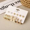 Cross-border Hot Selling Inlaid Pearl Twist Temperament Women's Earrings Set 6 Pieces Creative Retro Gold Love Heart Stud Earrings