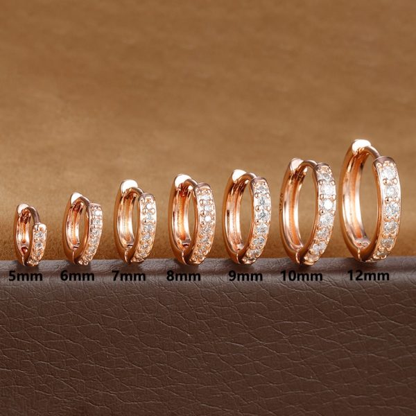 Trendy Circle Zircon Perforated Stud Earrings