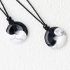 Eight-diagram-shaped Black Silk Turquoise Stitching Peace Buckle Necklace