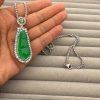 f977b5e3-37f9-4cb0-a929-17ea112c3f0b.jpg Artificial Chalcedony Lucky Pendant Pendant Emerald Green Safety-blessing Card Necklace Temperament