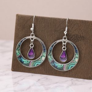 European And American Retro Hollow Circle Pattern Water Drop Earrings Fashion Bohemian Style