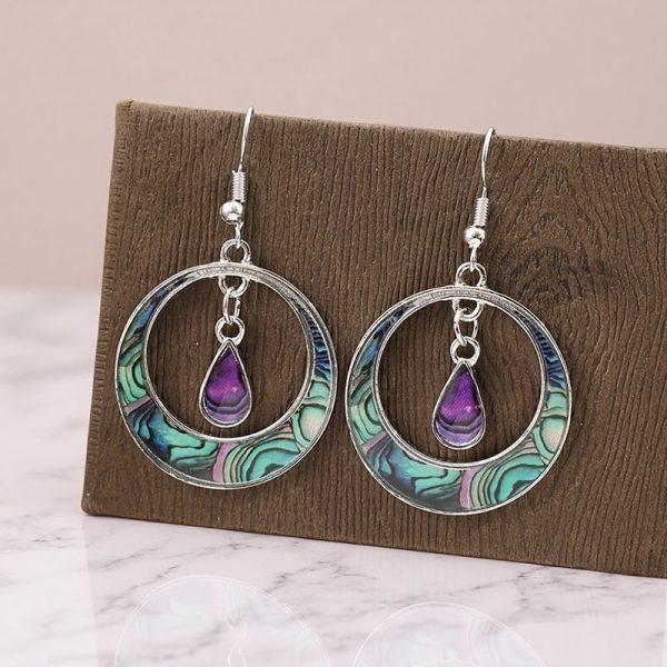 European And American Retro Hollow Circle Pattern Water Drop Earrings Fashion Bohemian Style