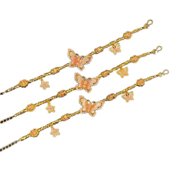 Alluvial Gold Enamel Purple Sweet Star Pendant Butterfly Bracelet