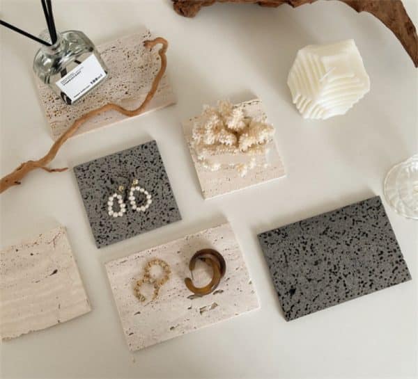 Super Beautiful Cave Stone Ins Wind Jewelry Display Props Beige Stone Cushion