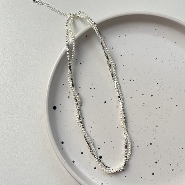 Double-layer Winding Small Pieces Of Silver Pearl Necklace For Women