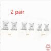 S925 Sterling Silver Petal Crystal Flowers Stud Earrings
