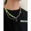 Green Natural Stone Panel Necklace