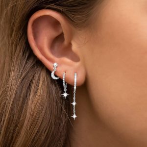 Star Moon Asymmetric Three-piece Earrings Set Pack