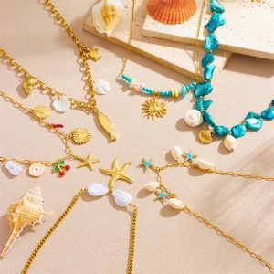 Sun Cherry Love Heart Multi-element Accessories Stainless Steel Necklace