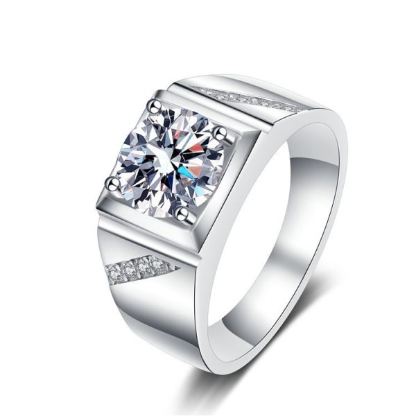 Fashionable And Novel Large Square Diamond Men's Ring