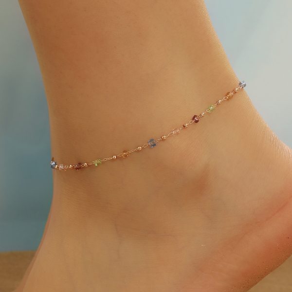 Colorful Crystal Anklet Multicolor Bohemian Geometric Female Beach