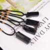 Natural Crystal Stone Column Black Tourmaline Original Stone Pendant Necklace
