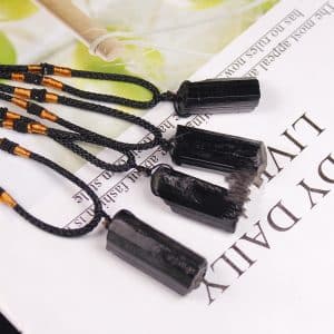 Natural Crystal Stone Column Black Tourmaline Original Stone Pendant Necklace