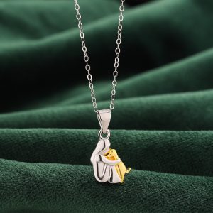 Fashionable All-match Simple Little Girl And Dog Hug Necklace