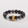 Nine Purple Fire Design Bracelet Silver Stone Green Phantom Quartz