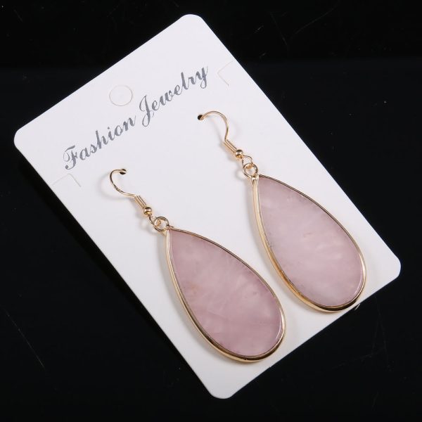 Natural Stone Semi-precious Stone Flat Drop-shaped Semi-precious Stone Eardrops 22x45mm
