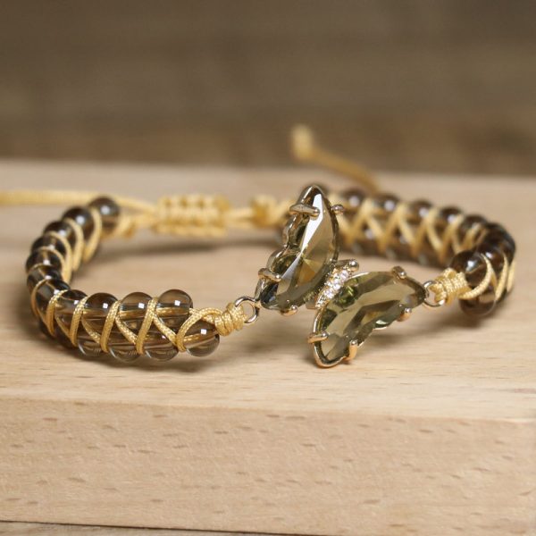 Vintage Winding Tea Crystal Round Beads A String Of Beads Bracelet