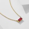925 Sterling Silver Twelve Birthstone Square Clavicle Chain Women's Simple