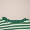 Green Stripe Thermal Knit Drop Shoulder Casual Top