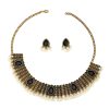 Retro Indian Style Necklace And Earrings Suite Exotic Pearl Rhinestone