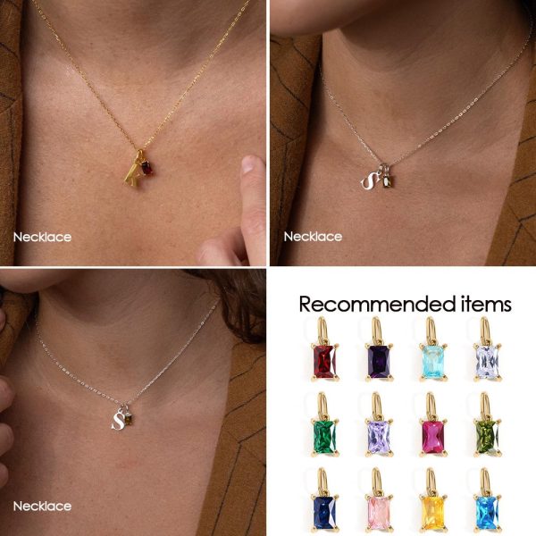 Twelve Birthstone Pendant Rectangular Zircon Accessories Pendant