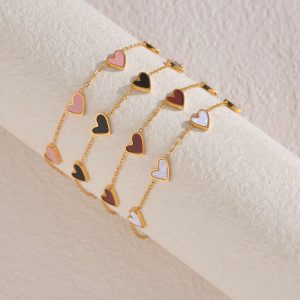 Ins Love Bracelet  Stainless Steel Dripping Heart Bracelet Fashion Valentine's Day Jewelry Gift