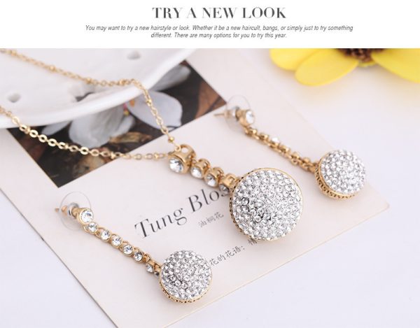 Round Ball Diamond Jewelry Set Party Costumes
