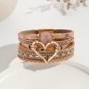 Leather Cord Bracelet Bohemian Multi-layer Rough Stone Love Jewelry For Girls