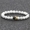Jewelry White Turquoise Black Frosted Stone Crown Set Couple Bracelet