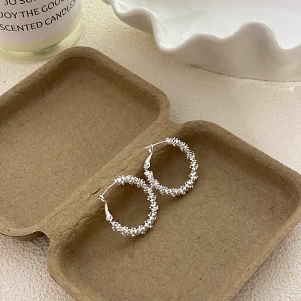Ear Ring Circle Broken Silver Needle Retro Stud Earrings