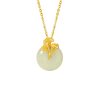 Sterling Silver 925 Hetian Jade Necklace Peace Buckle Clavicle Ins Ginkgo Leaf Pendant