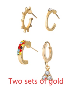 Zircon Triangle Stud Earring Set 4 Piece Set