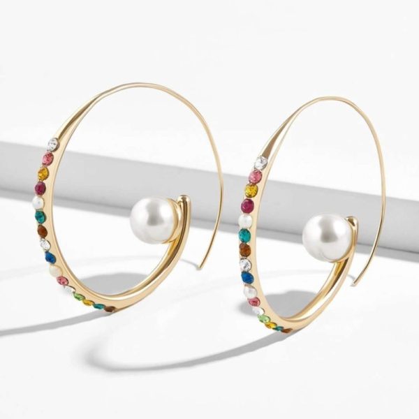 Geometric Metal Big Circle Diamond Earrings Fashion