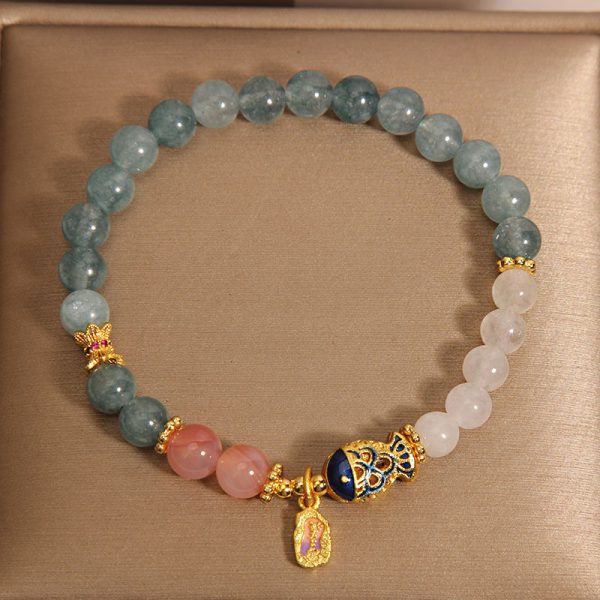 Blue Water Emerald Crystal Goldfish Bracelet For Women