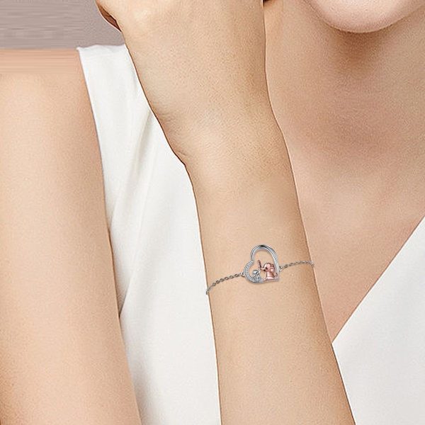Heart-shaped Pendant Bracelet Cute Elephant Mother Bracelet Female Gift