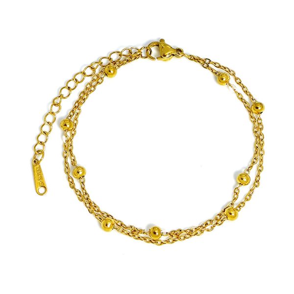 Gold Vintage Double-layer Bracelet For Women Titanium Steel Ornament