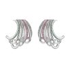 Light Luxury Multi-layer Micro-inlaid Colorful Crystals Circle Personality Hollow Out C- Shaped Earrings