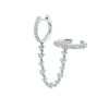 Silver Needle One Piece Diamond Earrings Double Circle Fashion Trend