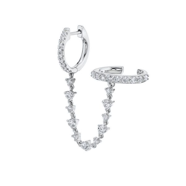 Silver Needle One Piece Diamond Earrings Double Circle Fashion Trend