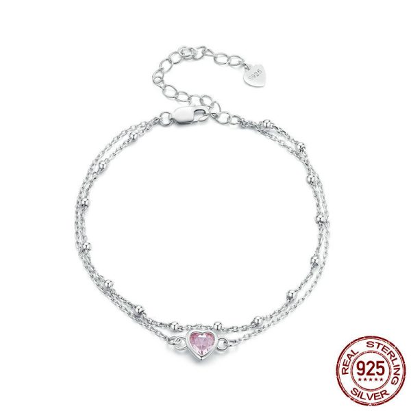 Sweet Girlish 925 Sterling Silver Exquisite Heart-shaped Bracelet