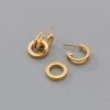 Colorless Personality Circle Titanium Steel Stud Earrings
