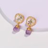 Purple Natural Stone Jewelry Colorful Crushed Shell Earrings