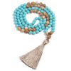 108 Mala Necklace Vintage Turquoise Painted Stone Necklace