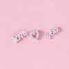 LOVE YOU Heart-shaped Diamond Small Ear Studs 3-piece Set