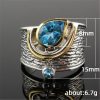 Creative Chinese Style Style Inlaid Blue Rhinestone Zircon Ring