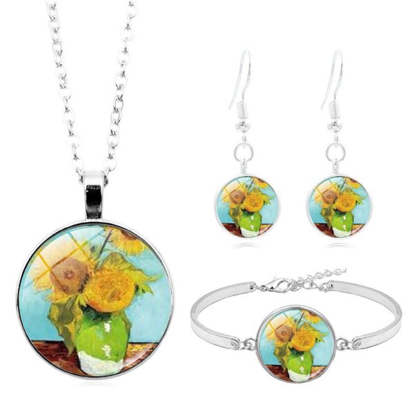 Kiss Time Gemstone Fashion Silver Bracelet Earrings Jewelry Set