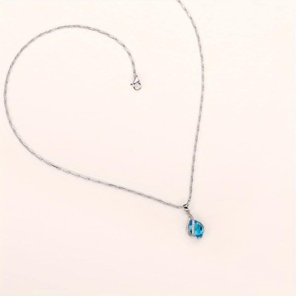 fd970c92-f381-41bb-b1f4-8392cd939338.jpg Sea Blue Heart Water Drop Zircon Pendant Clavicle Chain