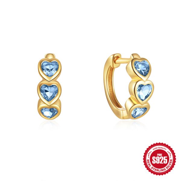 925 Sterling Silver Heart-shaped Diamond Earclip Earrings